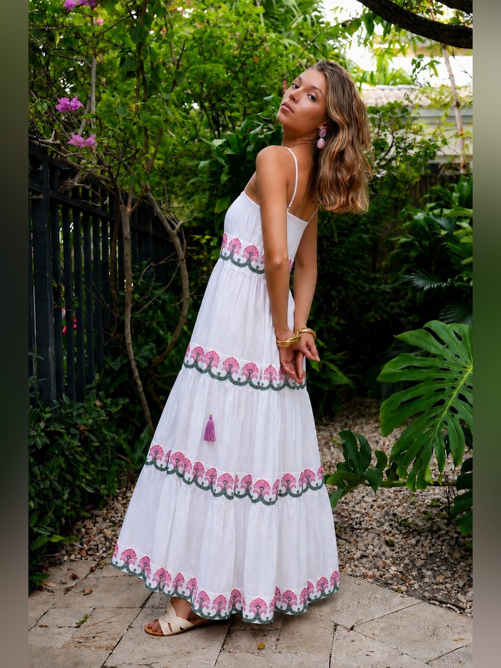 Oliphant Elizabeth Tiered Cotton Maxi Dress - size xsmall